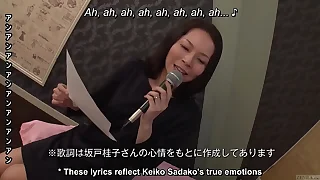 Mature Japanese wife sings naughty karaoke with the addition of has coitus